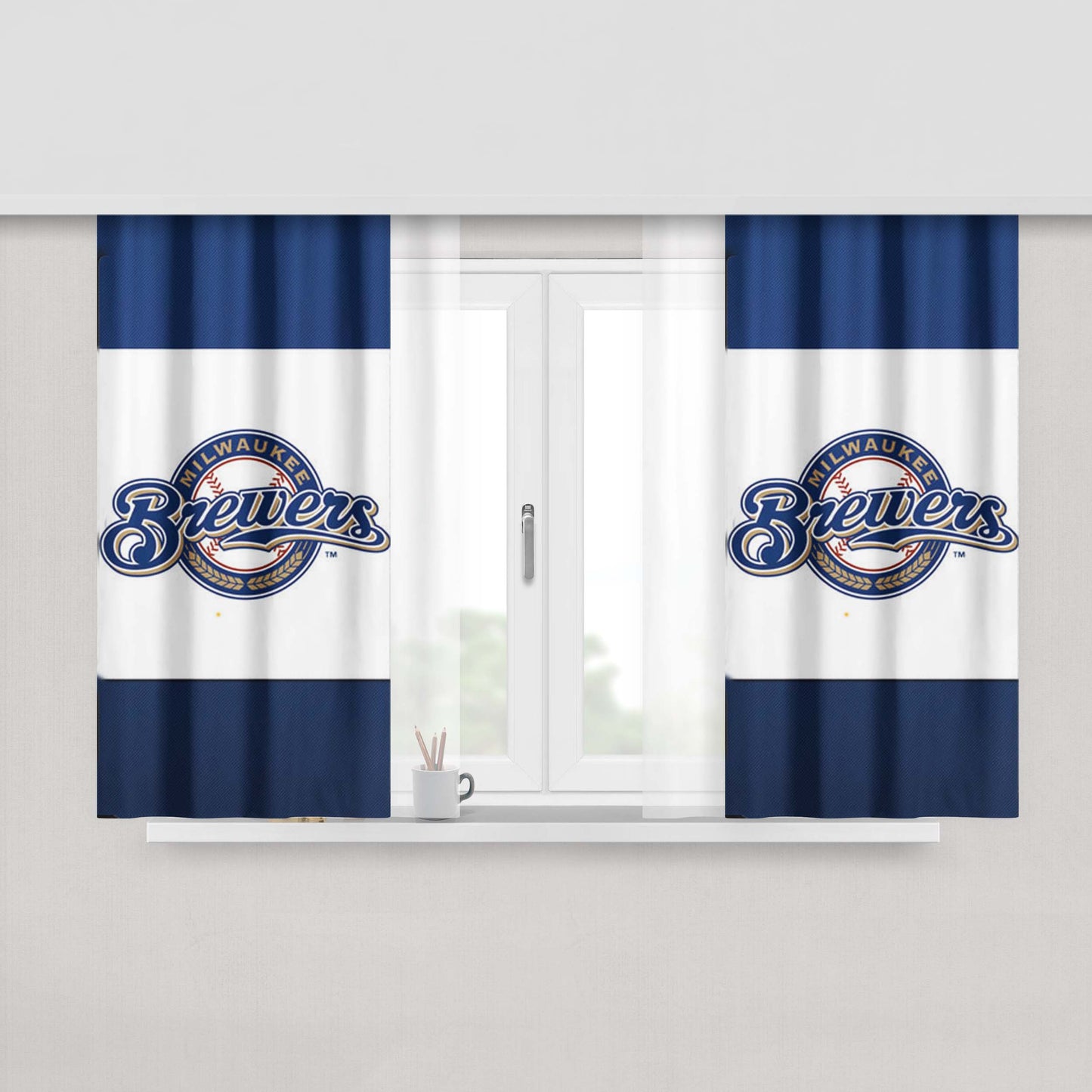 Milwaukee Brewers Baseball Peach Skin Window Curtains