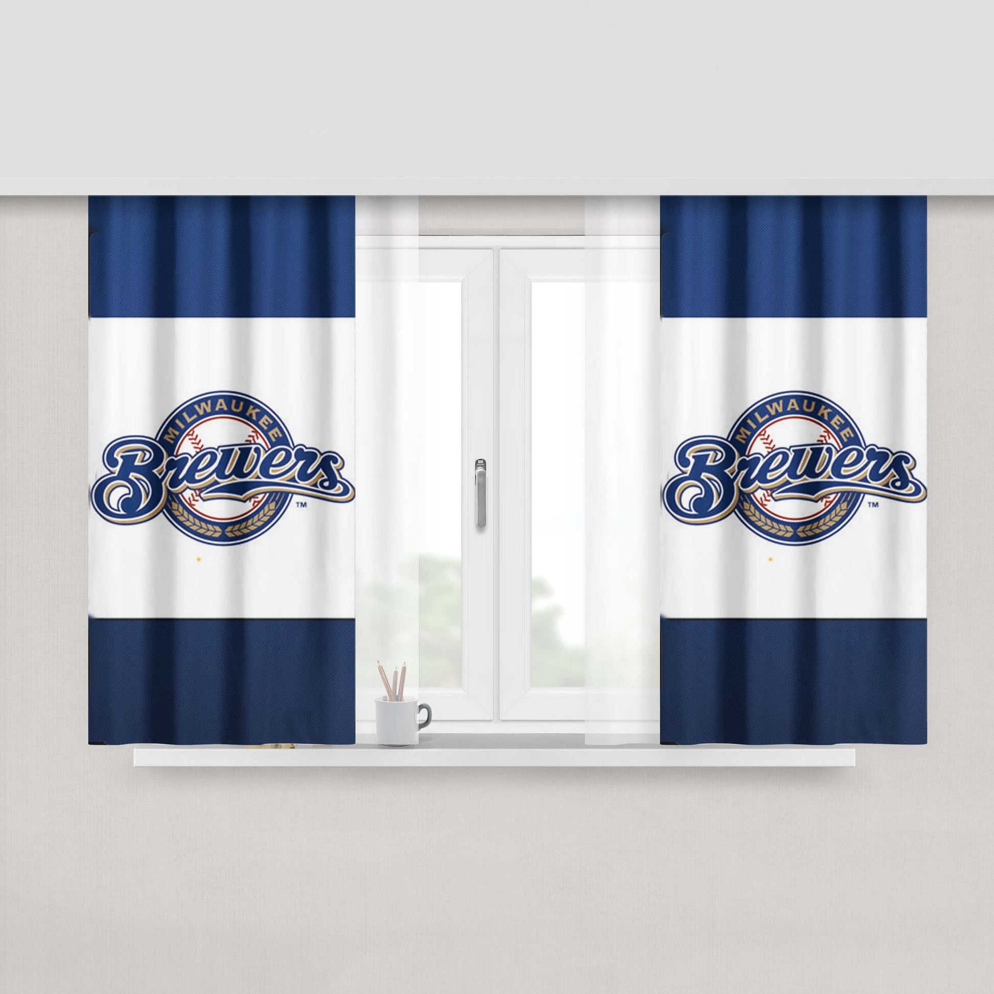 Milwaukee Brewers Baseball Peach Skin Window Curtains