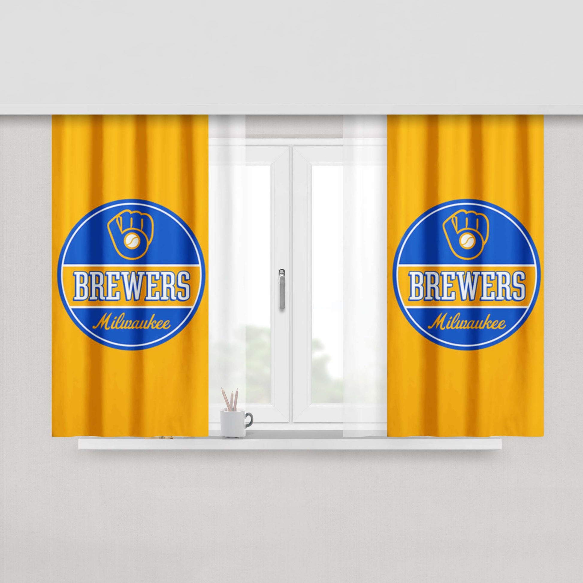Milwaukee Brewers Icon Peach Skin Window Curtains