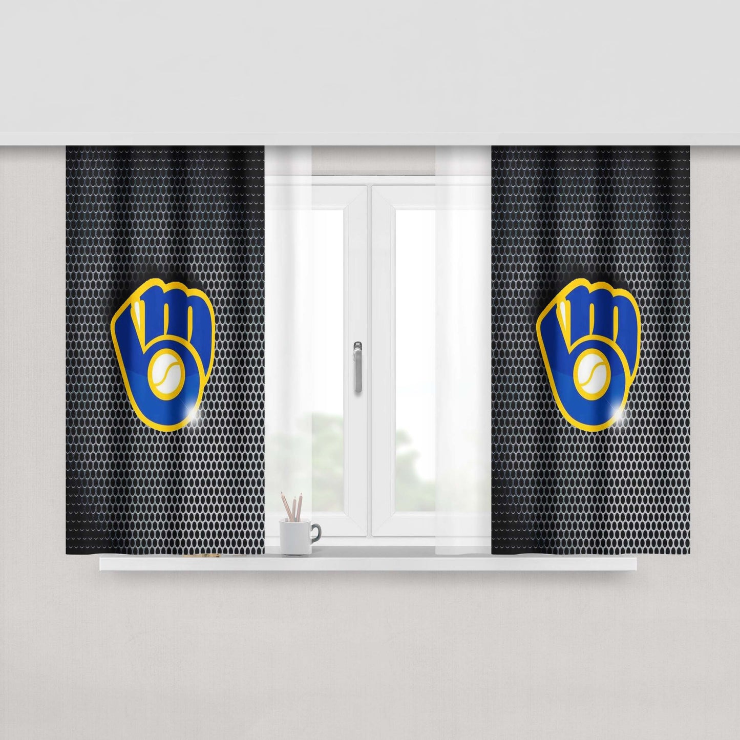Milwaukee Brewers Logo 2 Peach Skin Window Curtains