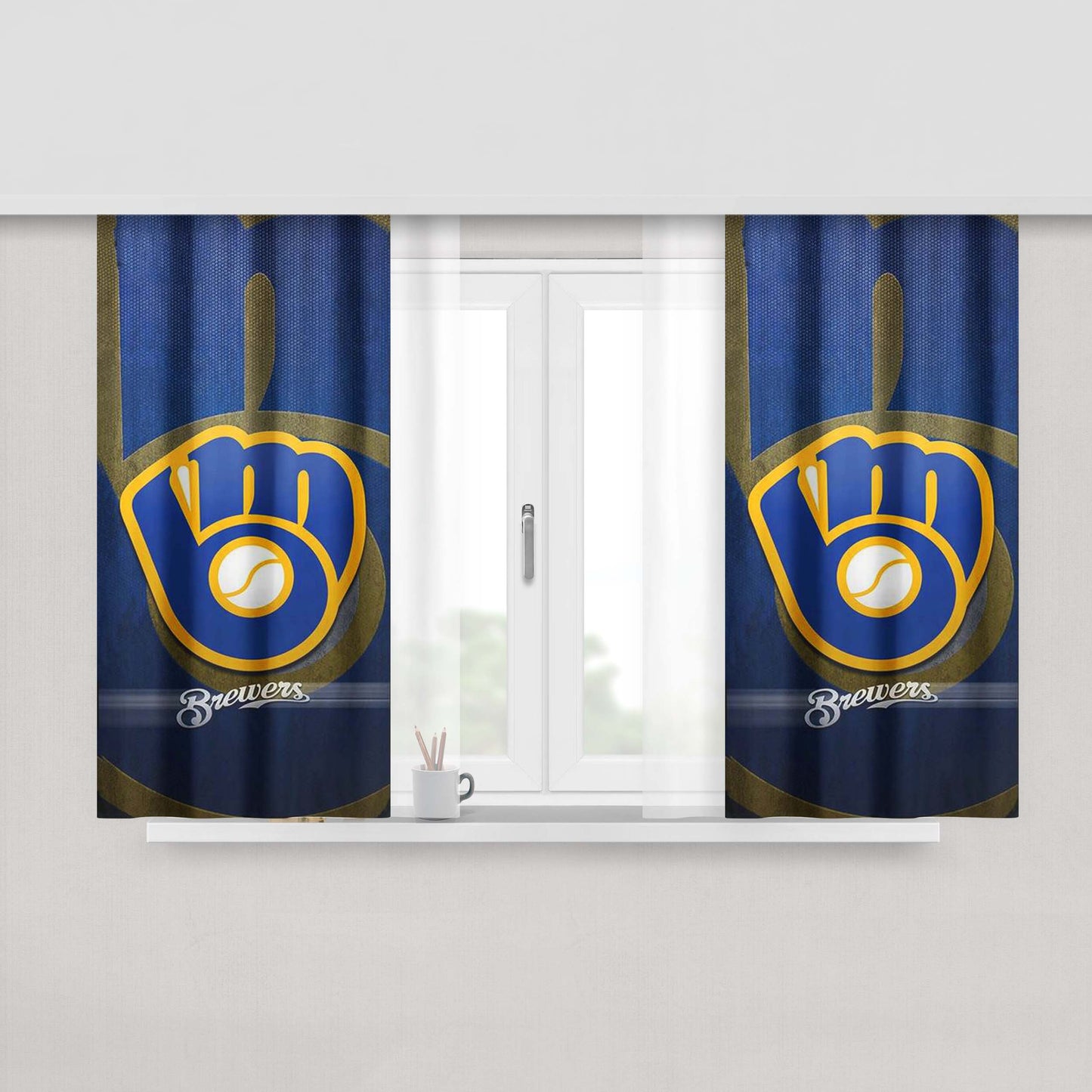 Milwaukee Brewers Mlb Peach Skin Window Curtains
