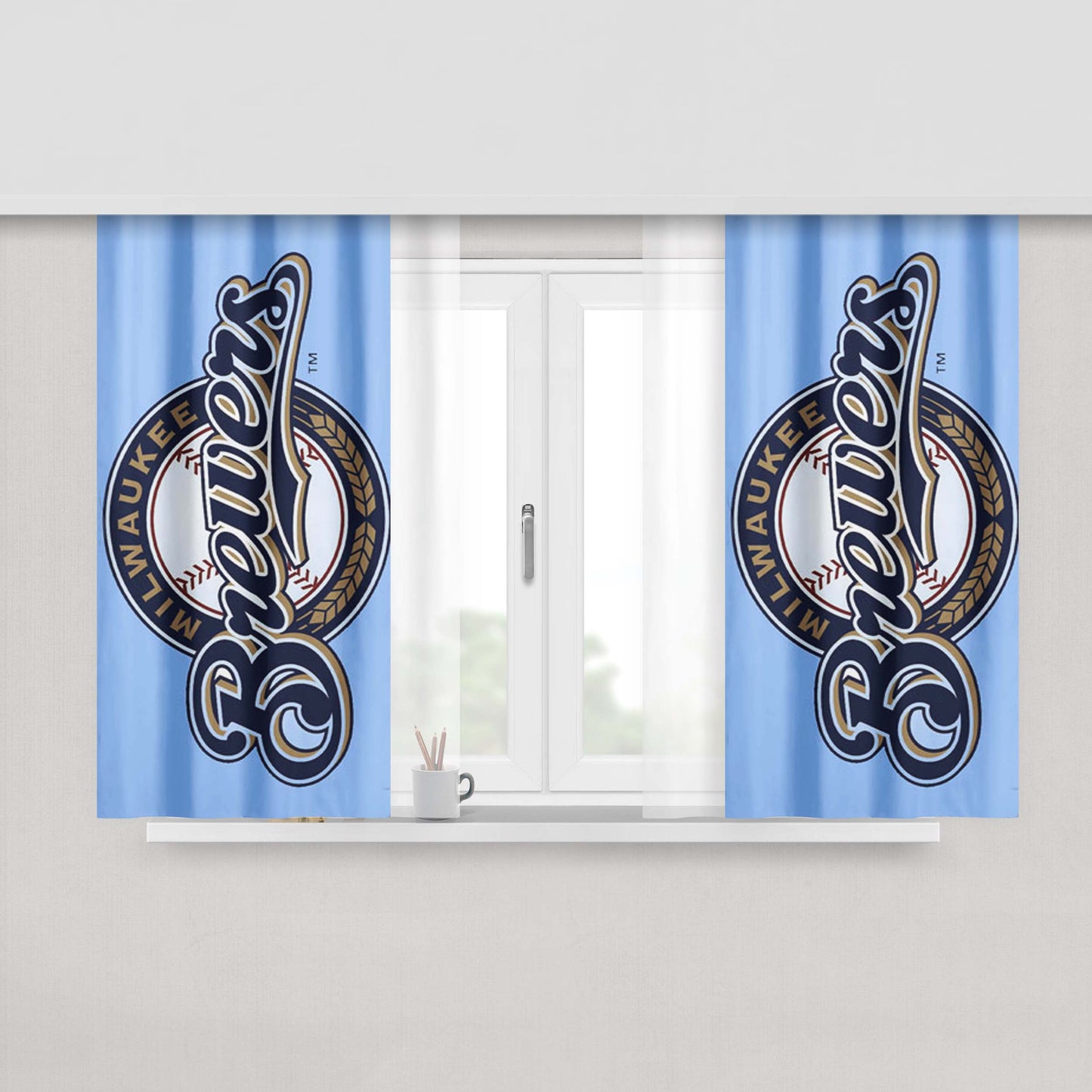 Milwaukee Brewers Symbol Peach Skin Window Curtains