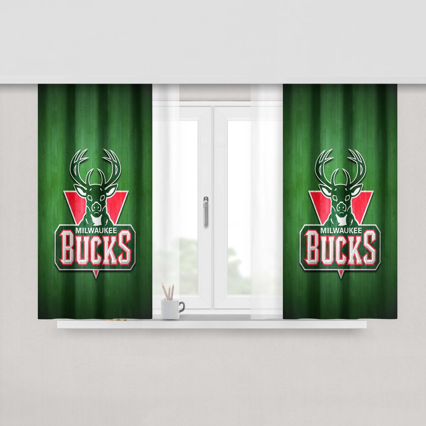 Milwaukee Bucks Hardwood Peach Skin Window Curtains