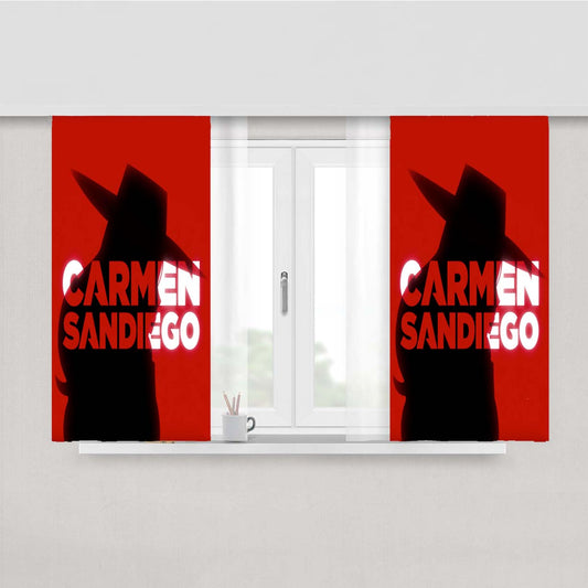 Netflix Carmen Sandiego Silhouette Peach Skin Window Curtains