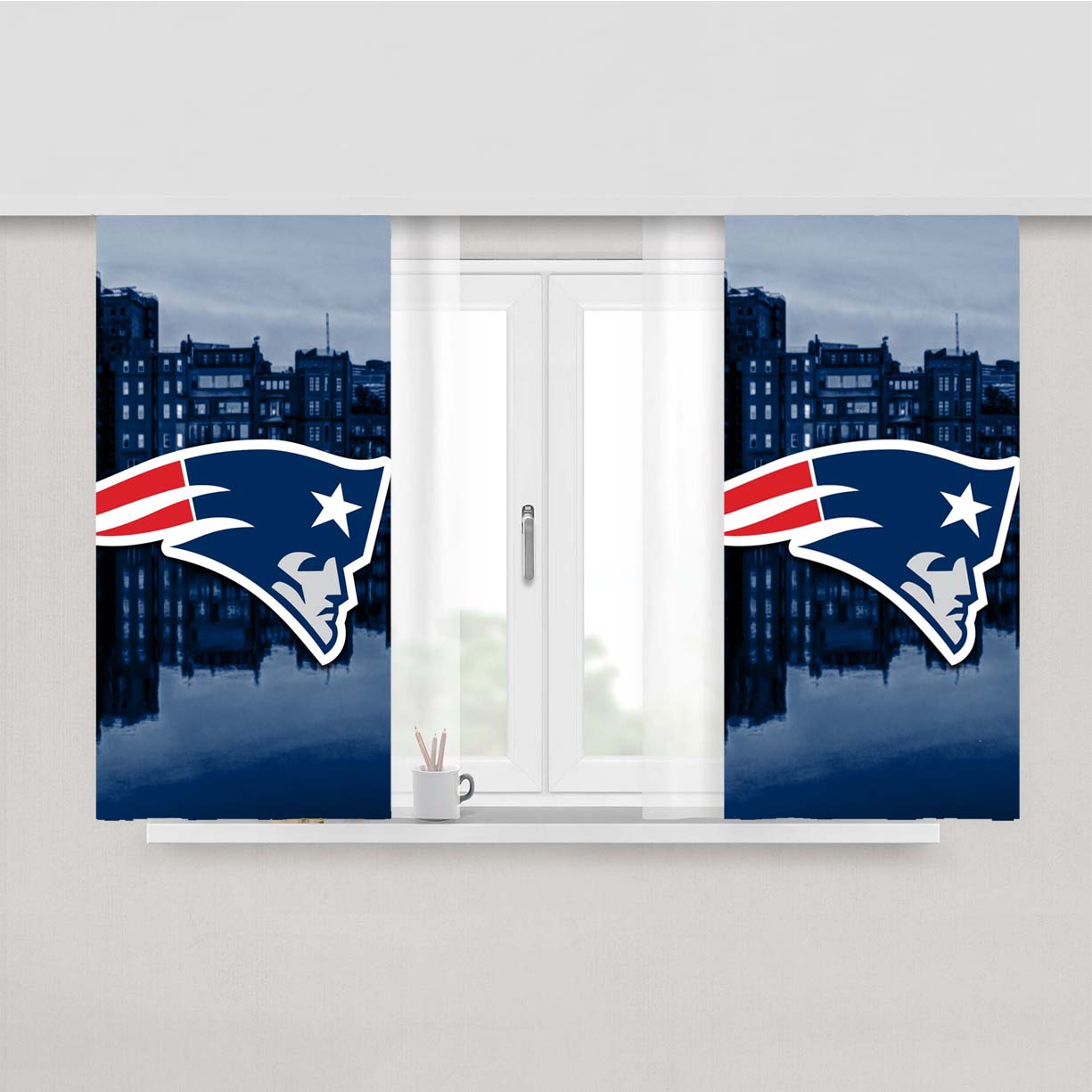 New England Patriots Emblem Peach Skin Window Curtains