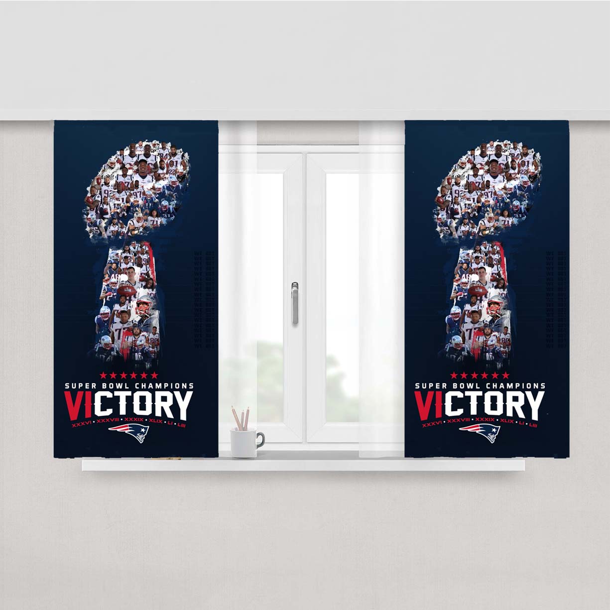 New England Patriots Victory Peach Skin Window Curtains