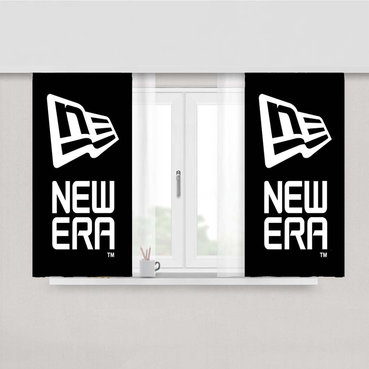 New Era Logo Peach Skin Window Curtains