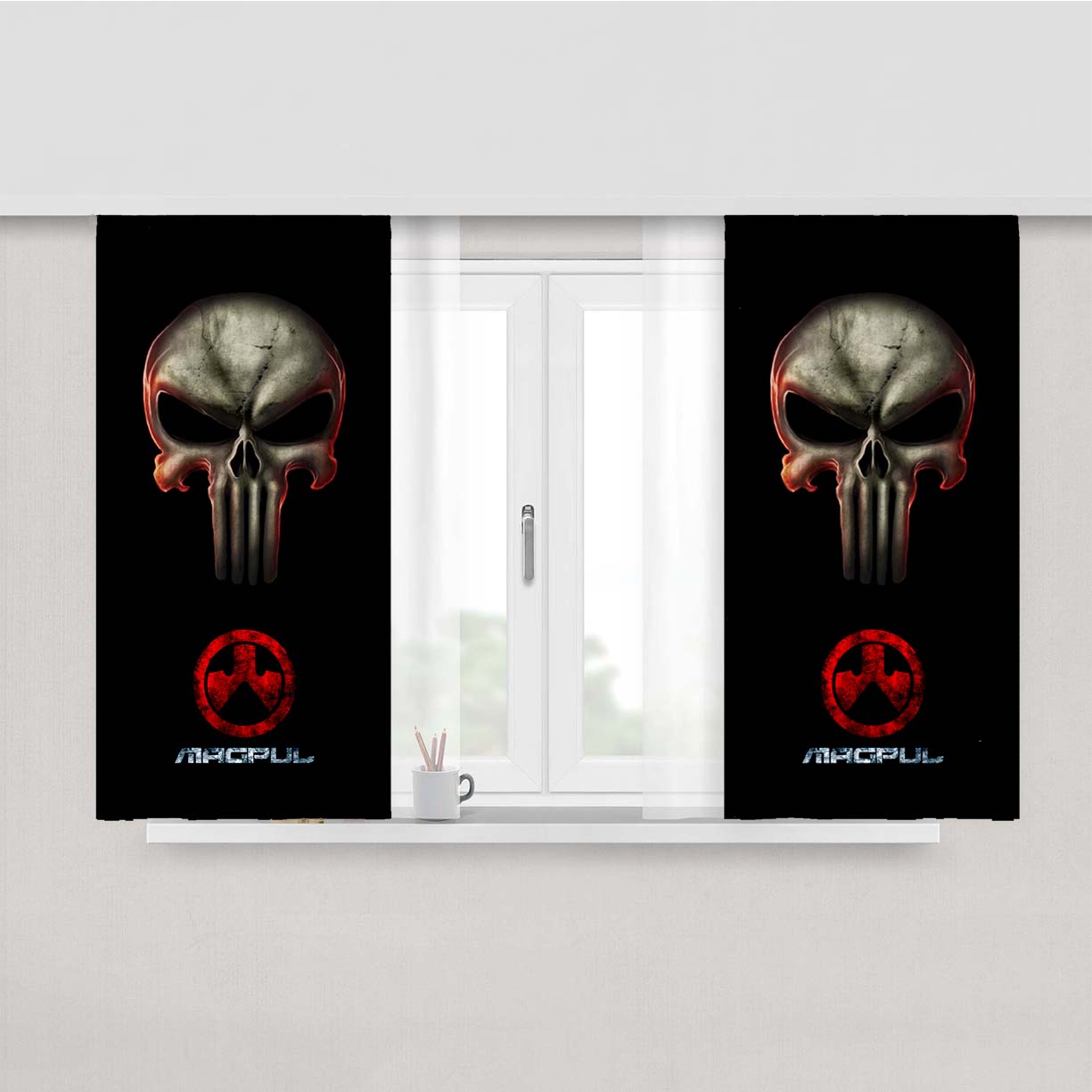 New Magpul Punisher Logo Black Peach Skin Window Curtains