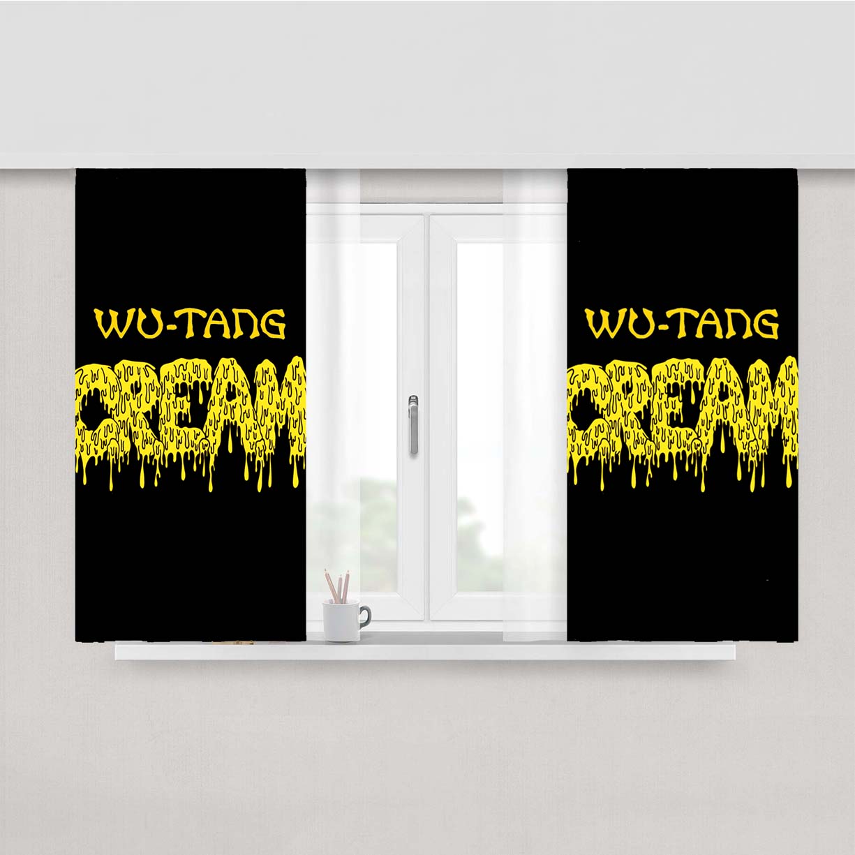 New Wu Tang Cream Logo Peach Skin Window Curtains
