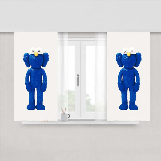 New York Kaws Blue Sculpture Peach Skin Window Curtains