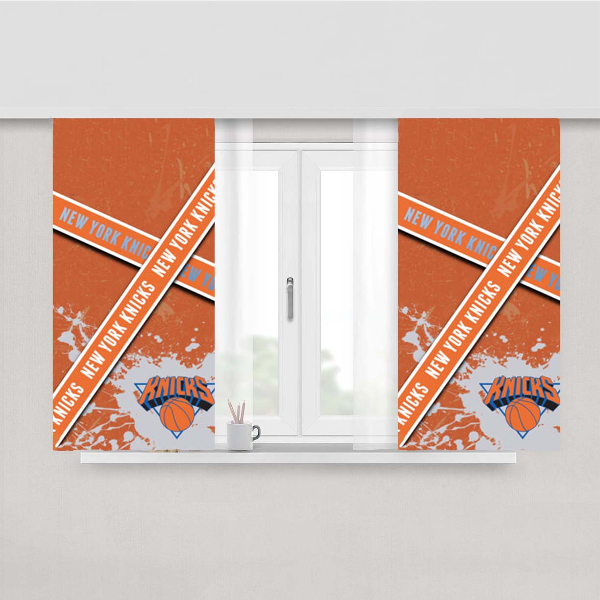 New York Knicks Logo Peach Skin Window Curtains