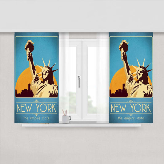 New York The Empire State Peach Skin Window Curtains