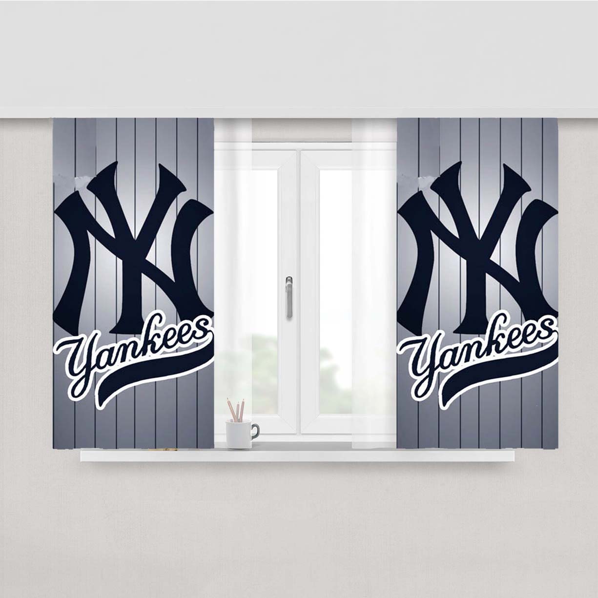 New York Yankees Peach Skin Window Curtains