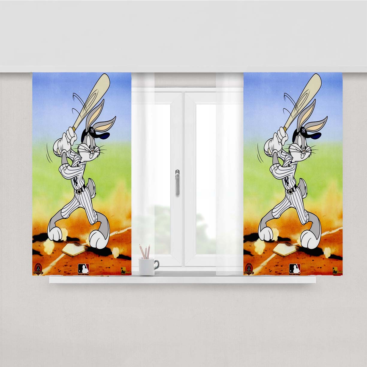 New York Yankees Bugs Bunny Peach Skin Window Curtains