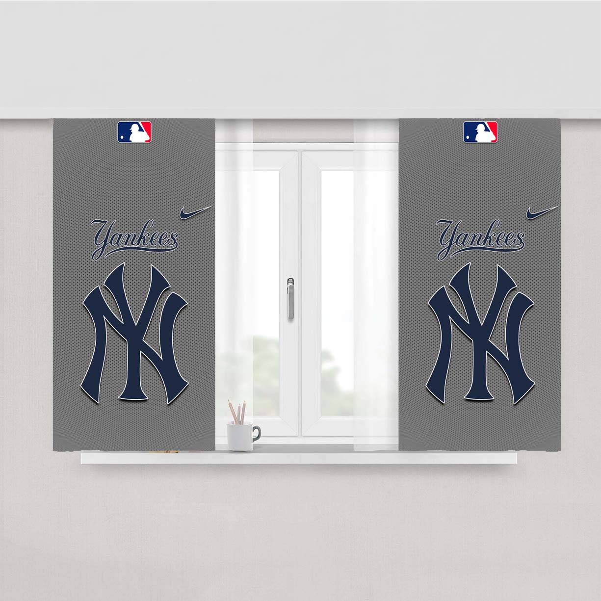 New York Yankees Jersey Peach Skin Window Curtains