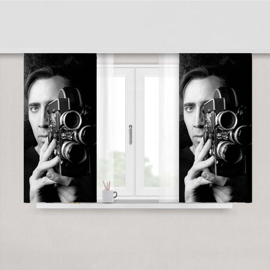 Nicholas Cage Vintage Camera Peach Skin Window Curtains