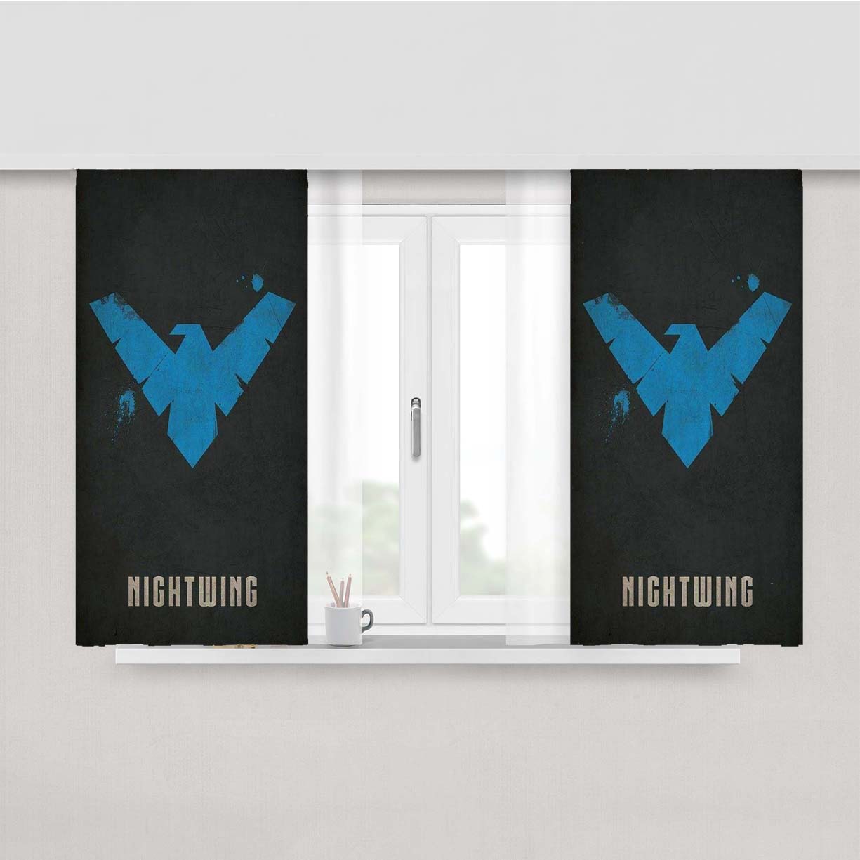 Nightwing Cool Logo Peach Skin Window Curtains