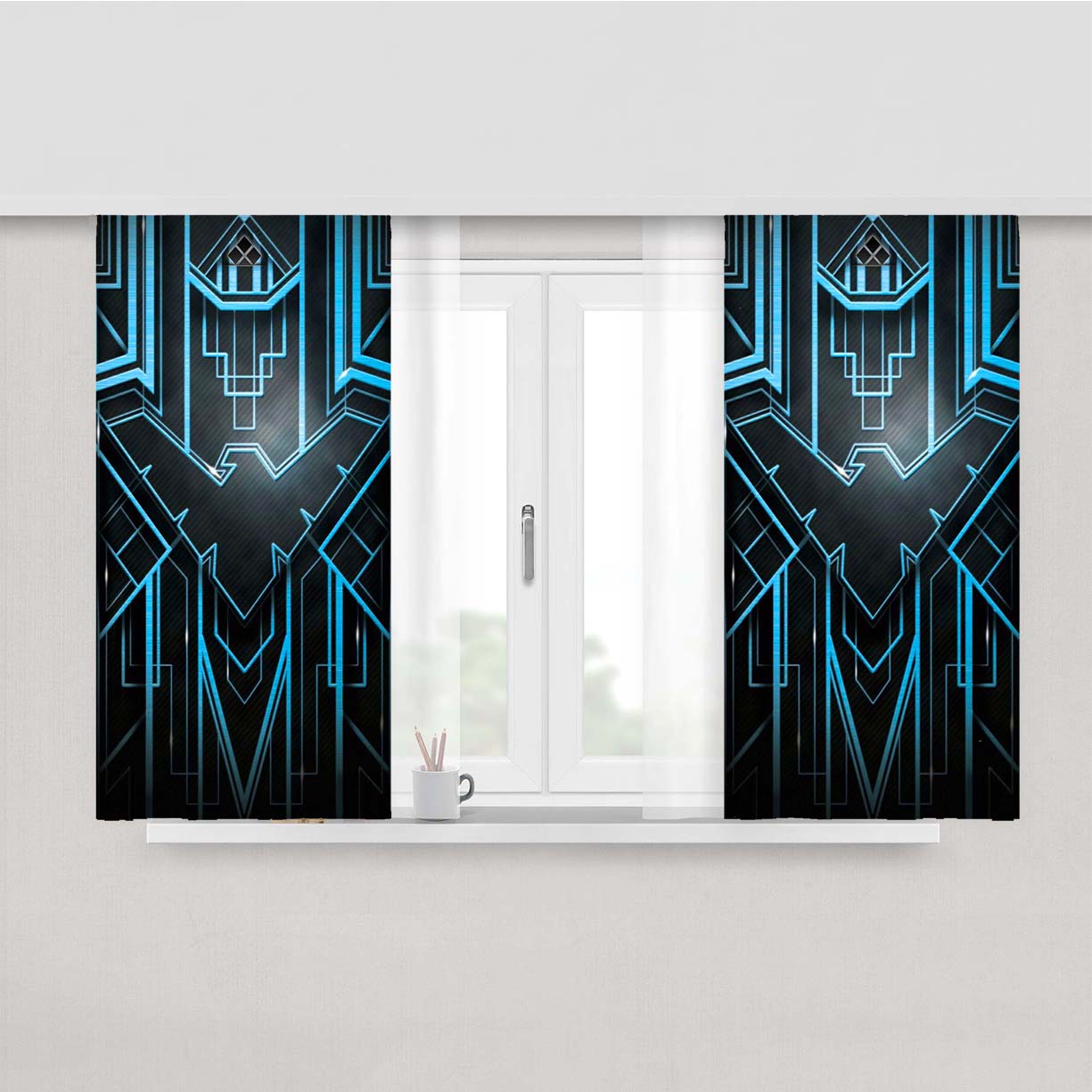 Nightwing Cool Symbol Logo Peach Skin Window Curtains