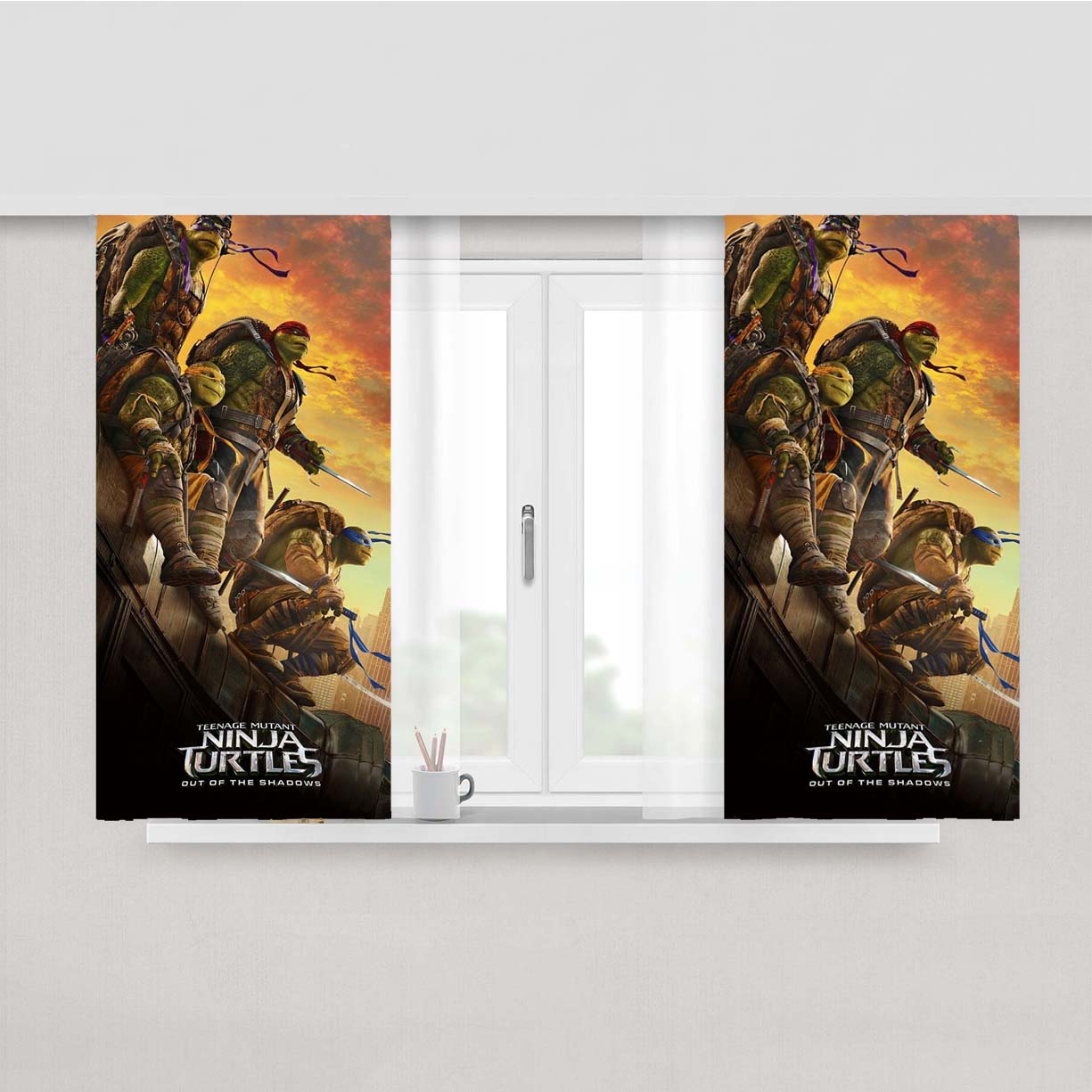 Ninja Turtle Out The Shadows Peach Skin Window Curtains