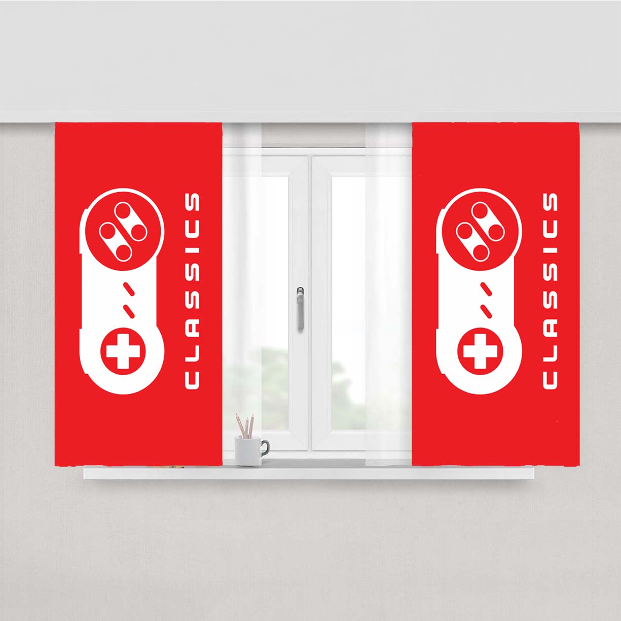 Nintendo Classics Controller Art Peach Skin Window Curtains
