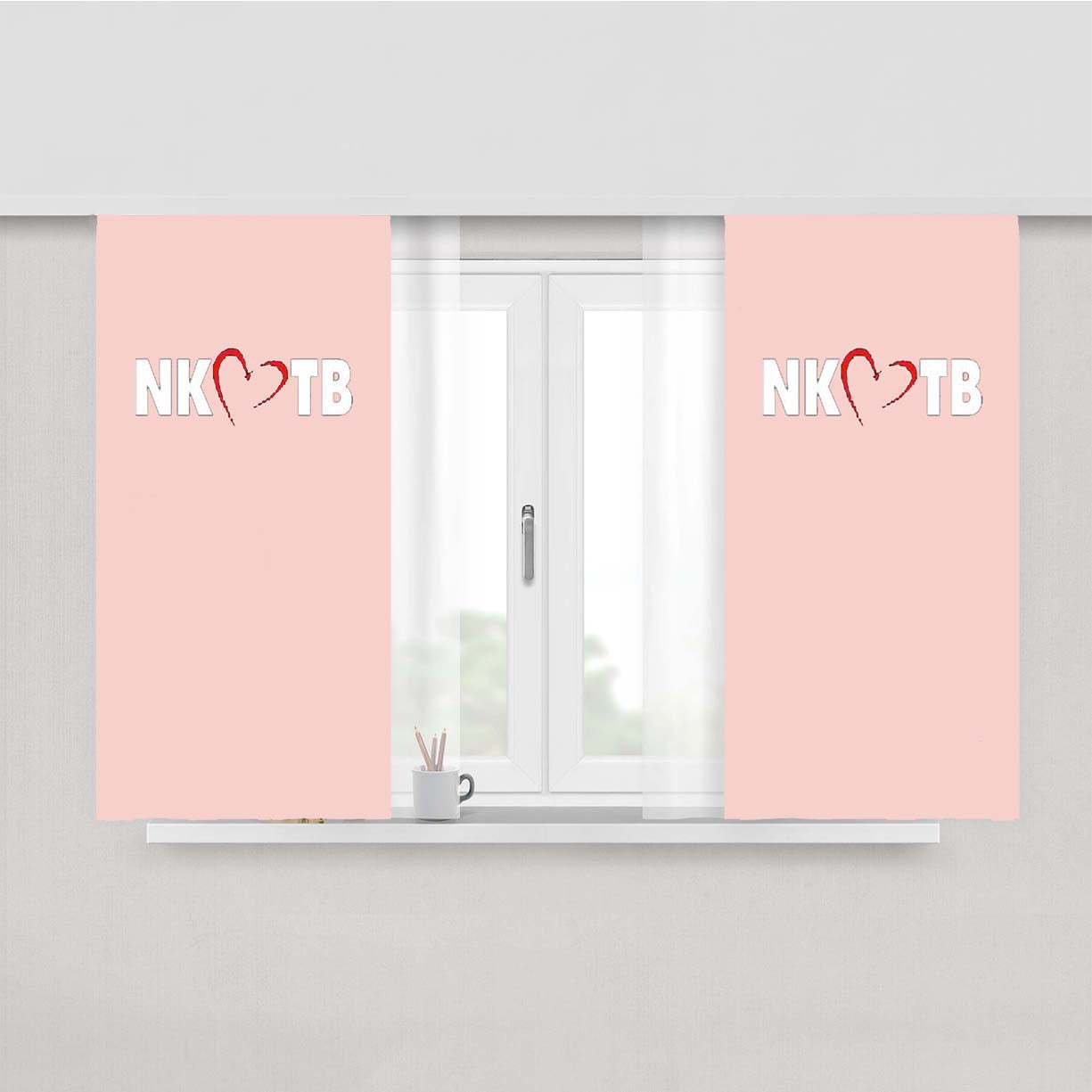 Nkotb Heart Logo Pink Peach Skin Window Curtains