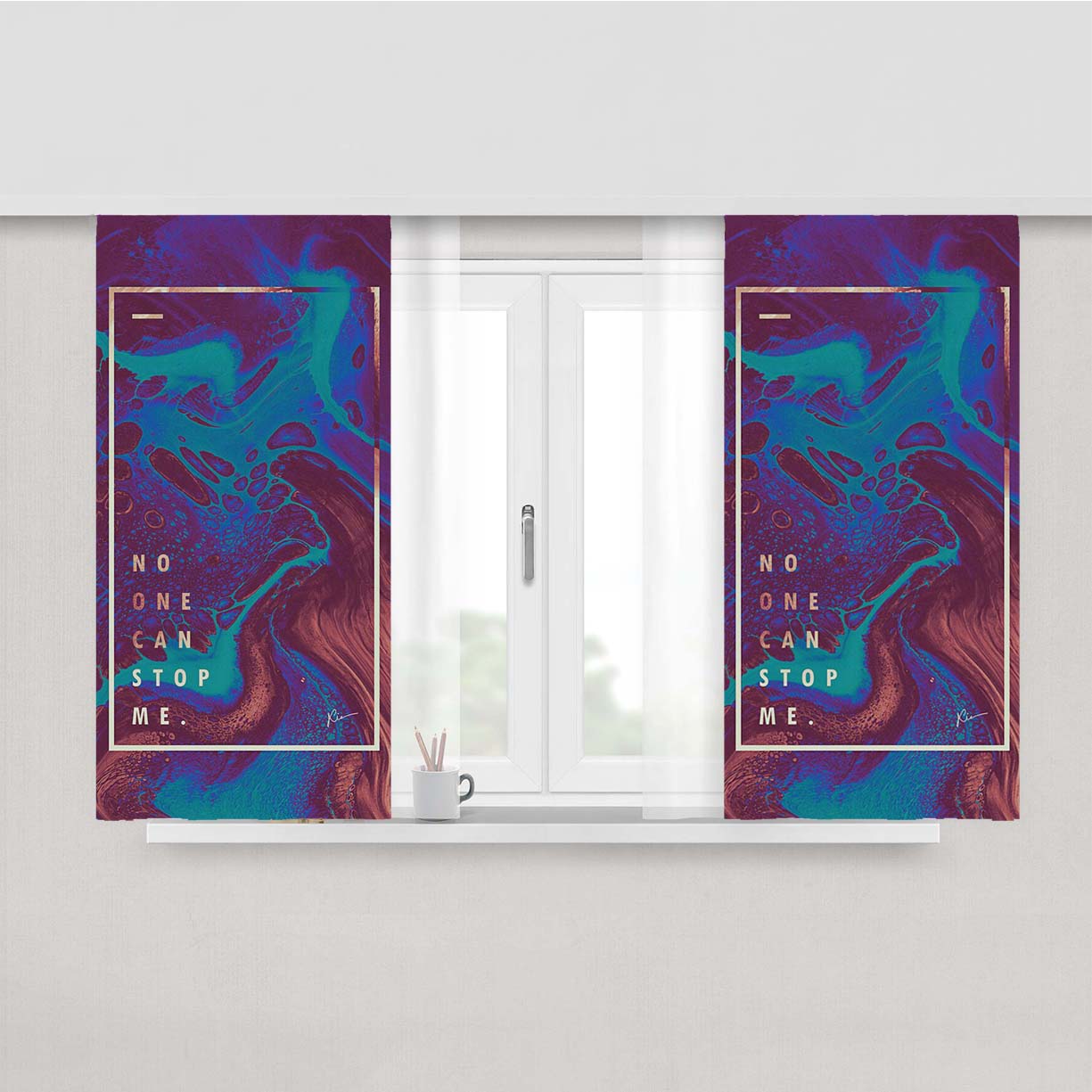 No One Can Stop Me Peach Skin Window Curtains