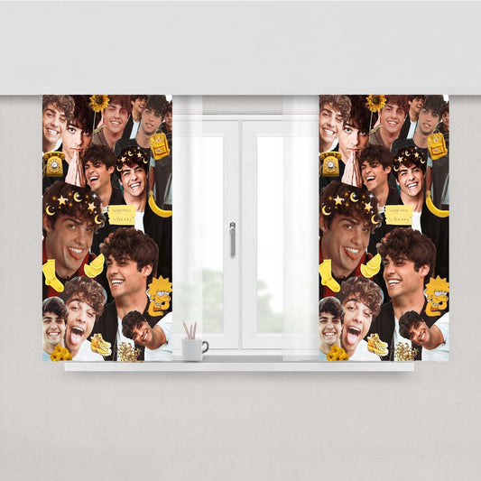 Noah Centineo Photo Collage Peach Skin Window Curtains