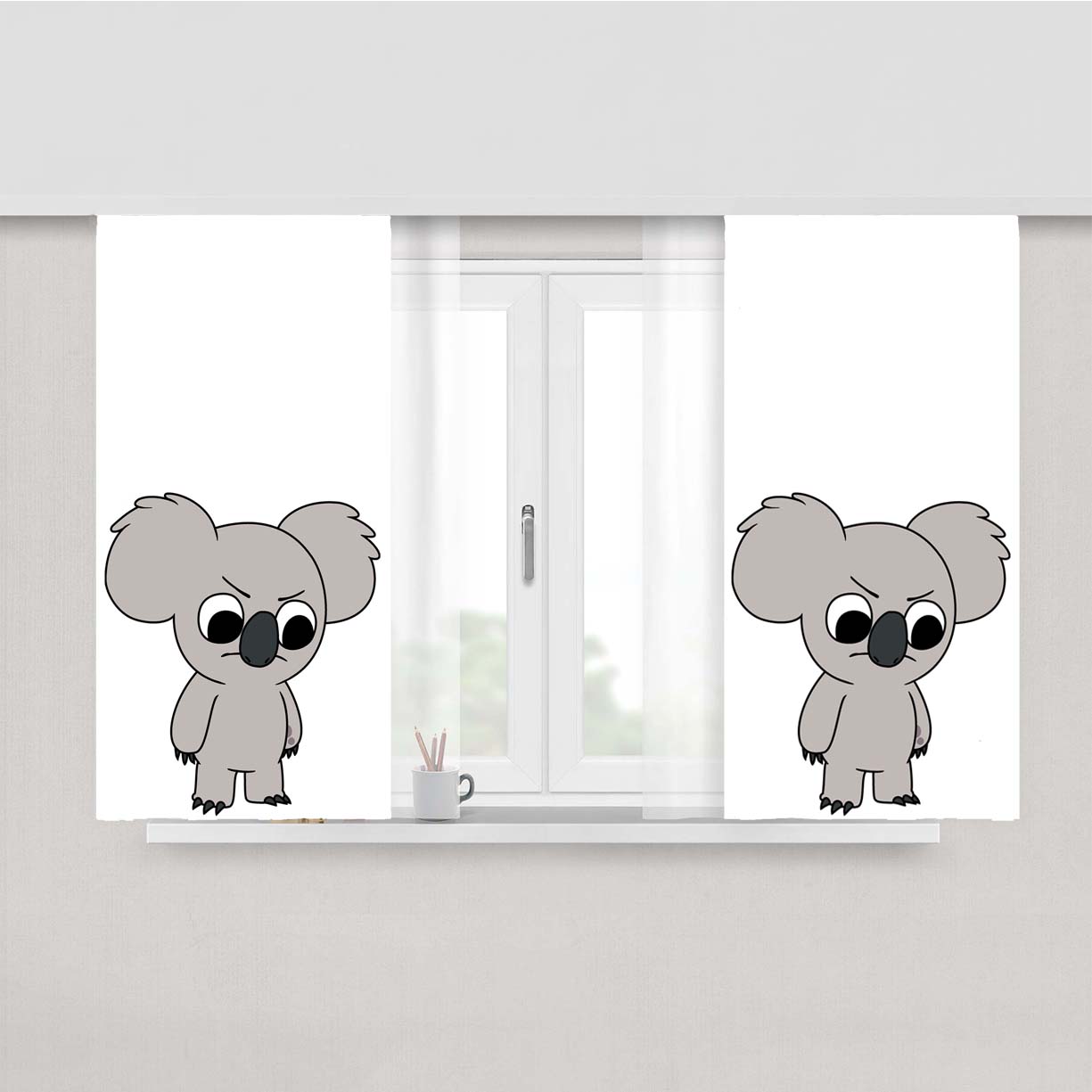 Nom We Bare Bears Koala Peach Skin Window Curtains