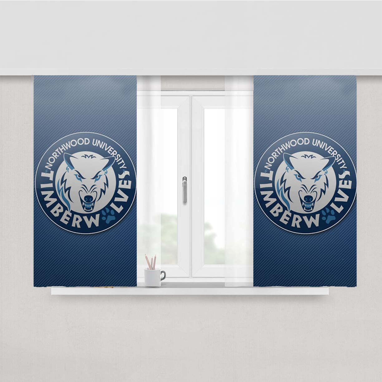 Northwood Timberwolves Logo Peach Skin Window Curtains