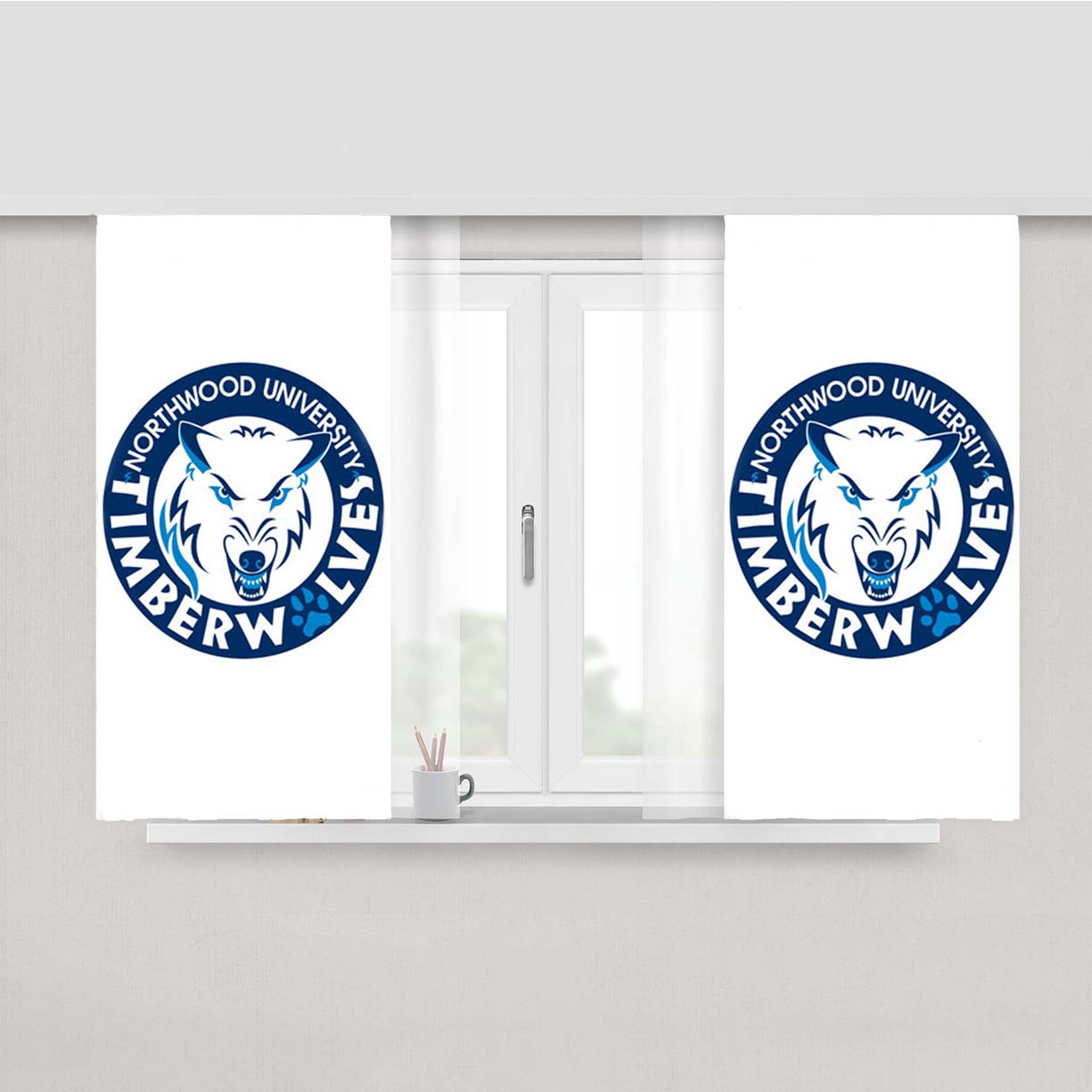 Northwood Timberwolves Symbol Peach Skin Window Curtains