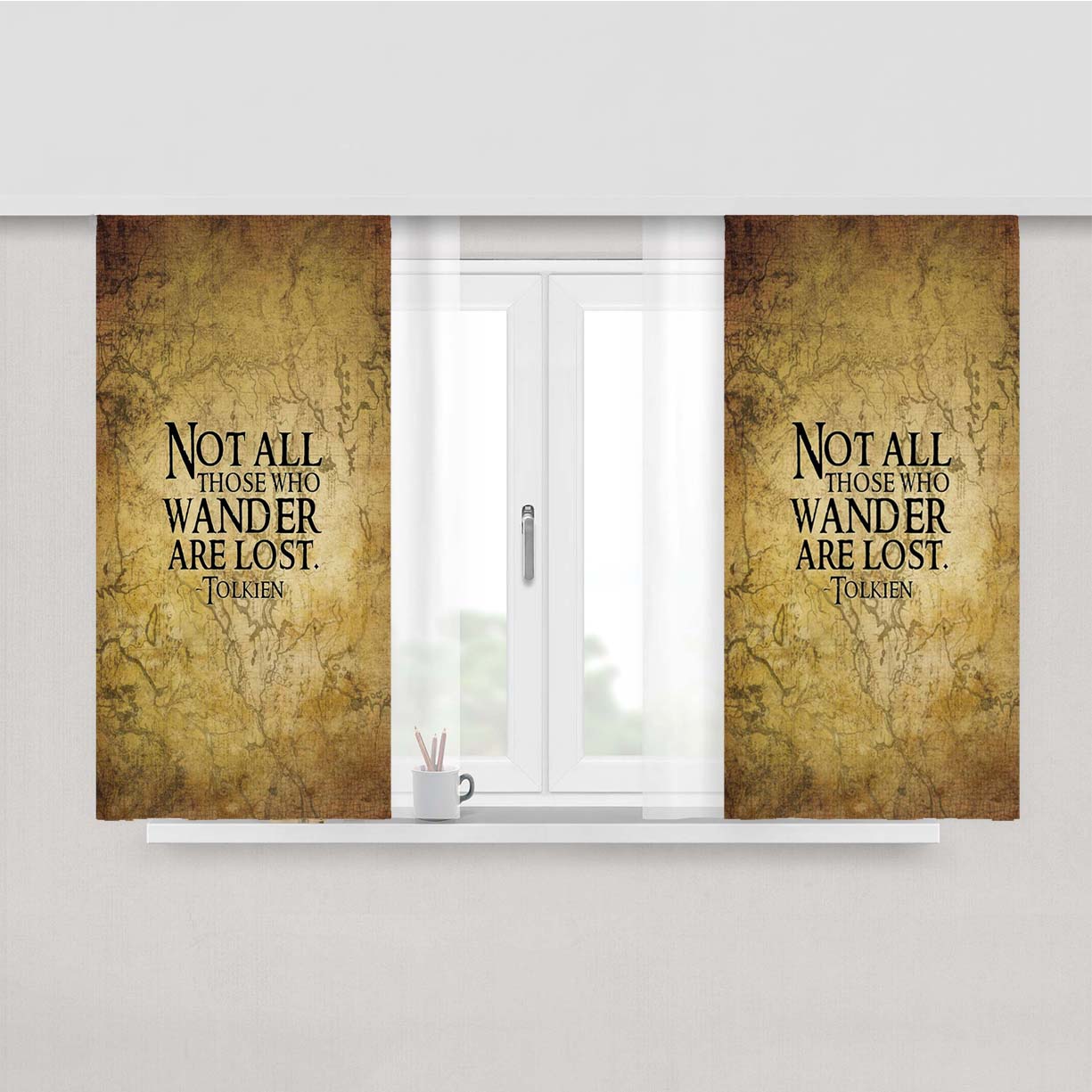 Not All Those Who Wander Are Lost Tolkien Peach Skin Window Curtains