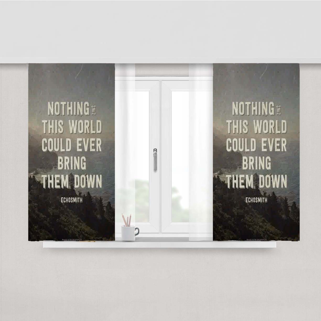 Nothing This World Could Ever Bring Them Down Peach Skin Window Curtains