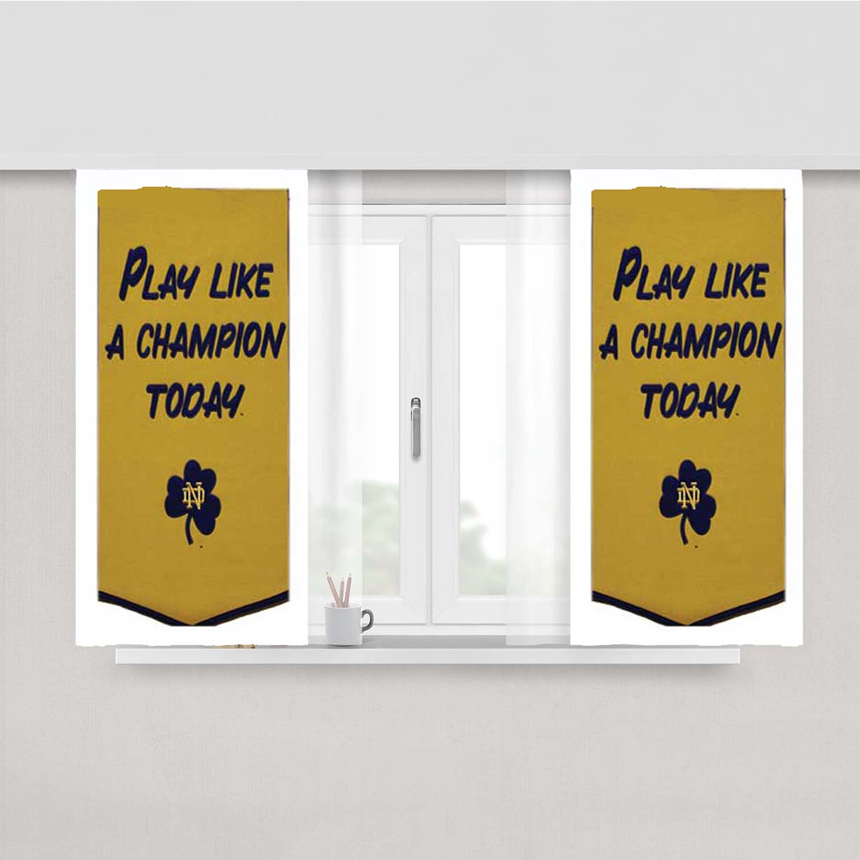 Notre Dame Championship Banner Peach Skin Window Curtains