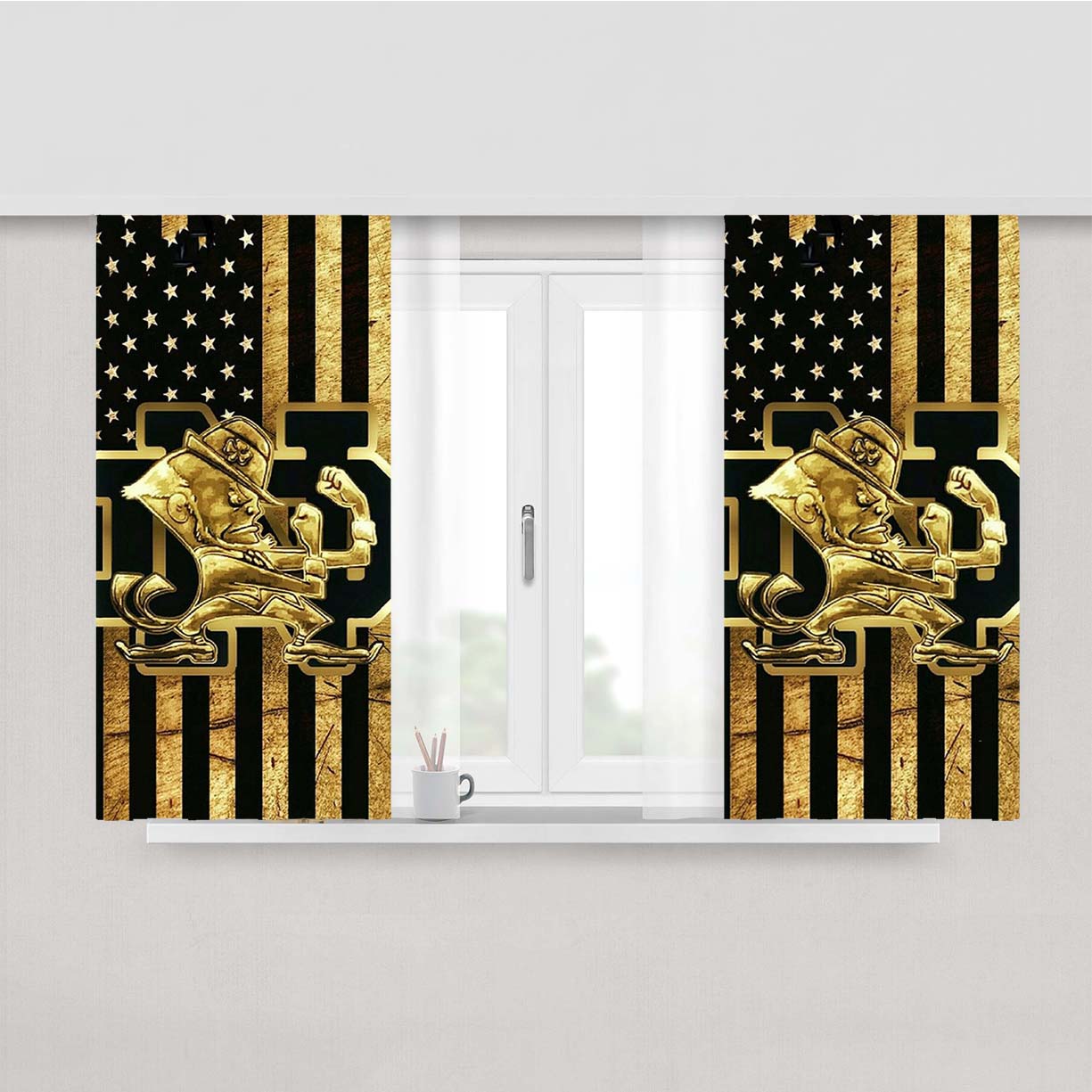 Notre Dame Fighting Irish Gold Peach Skin Window Curtains