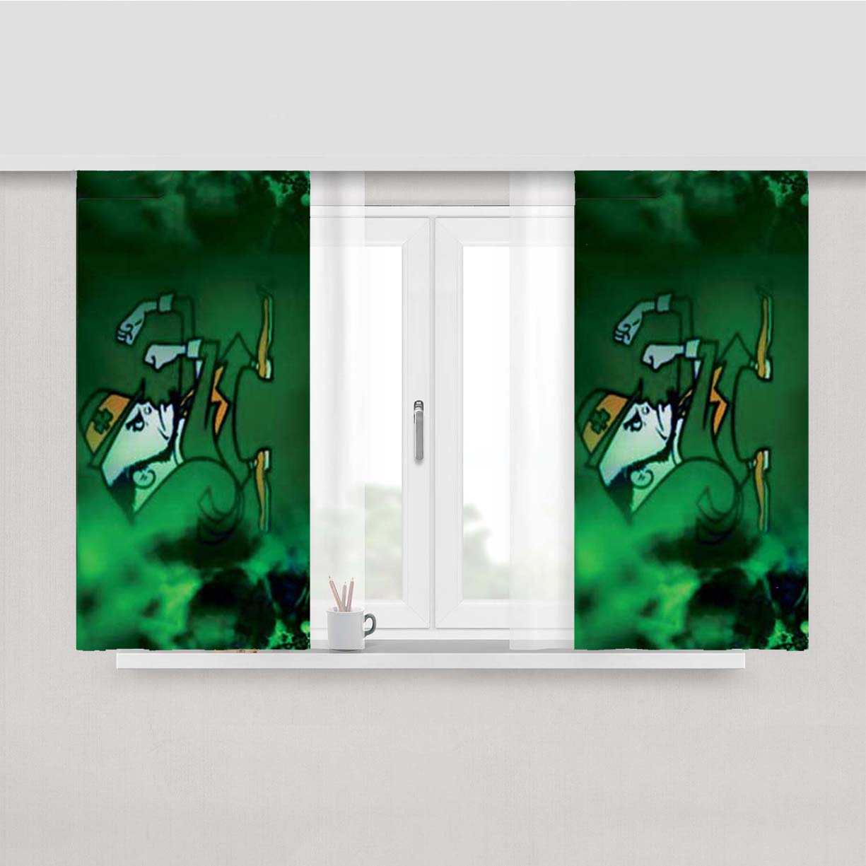 Notre Dame Green Mist Peach Skin Window Curtains