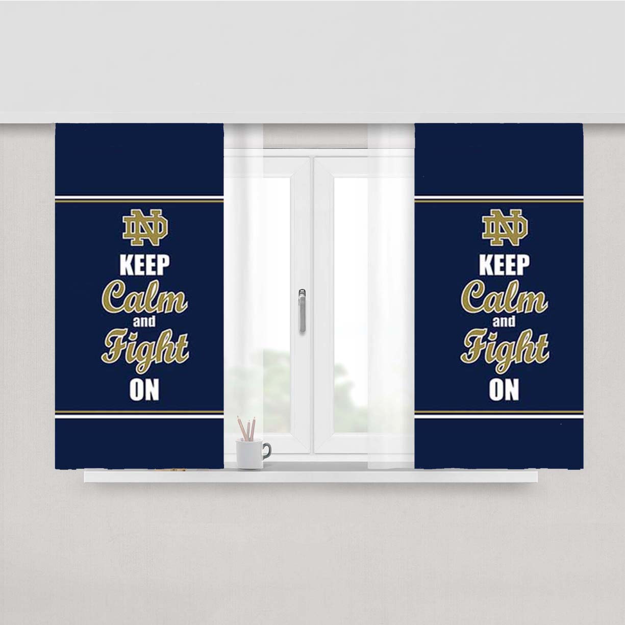 Notre Dame Keep Calm Peach Skin Window Curtains