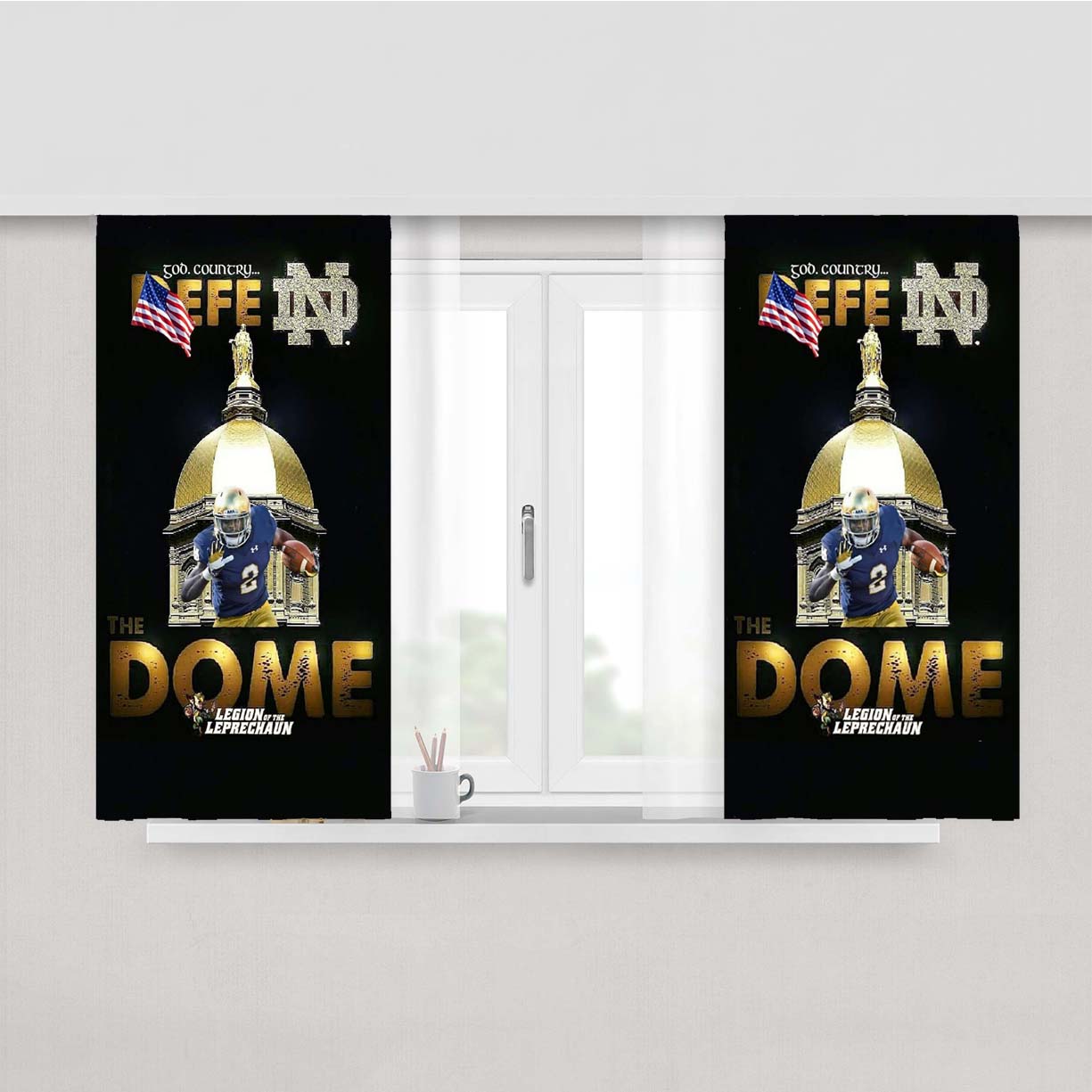 Notre Dame Nd God Country Peach Skin Window Curtains