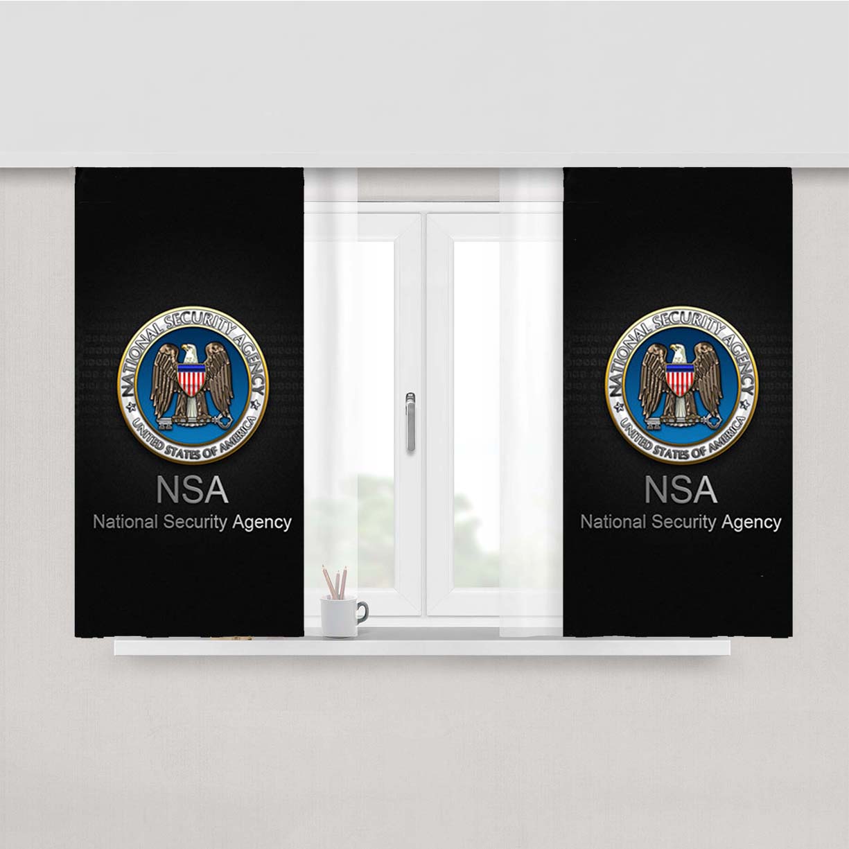 Nsa Logo Peach Skin Window Curtains