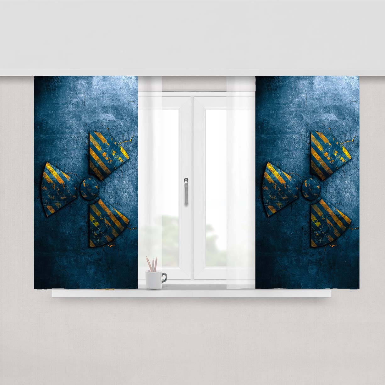Nuclear Radioactive Logo Peach Skin Window Curtains