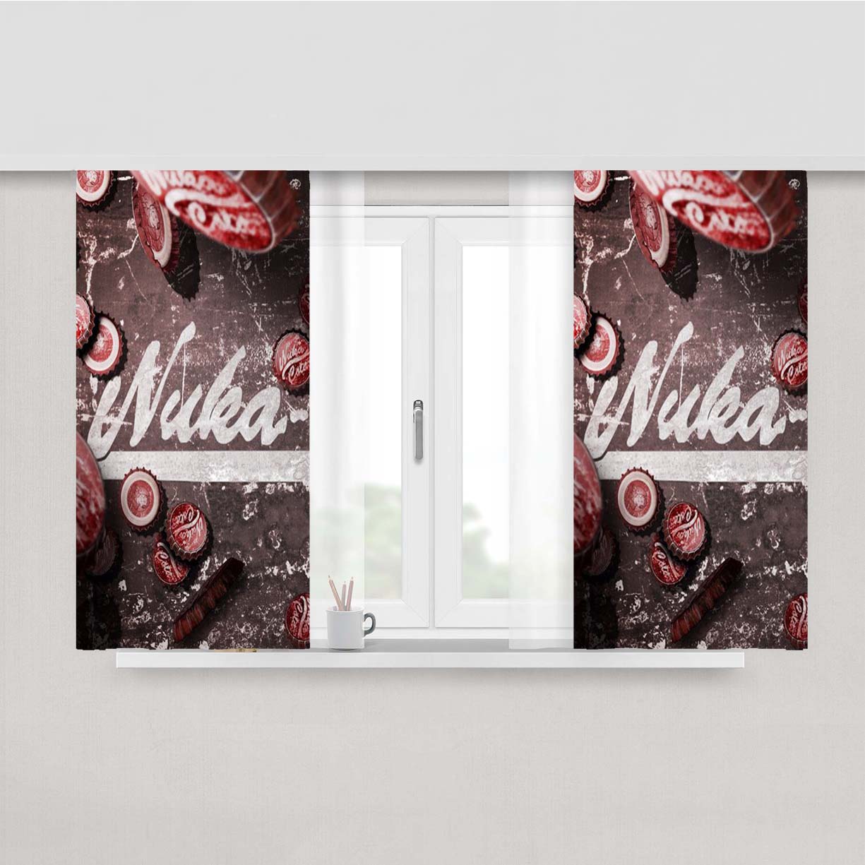 Nuka Cola Logo Peach Skin Window Curtains