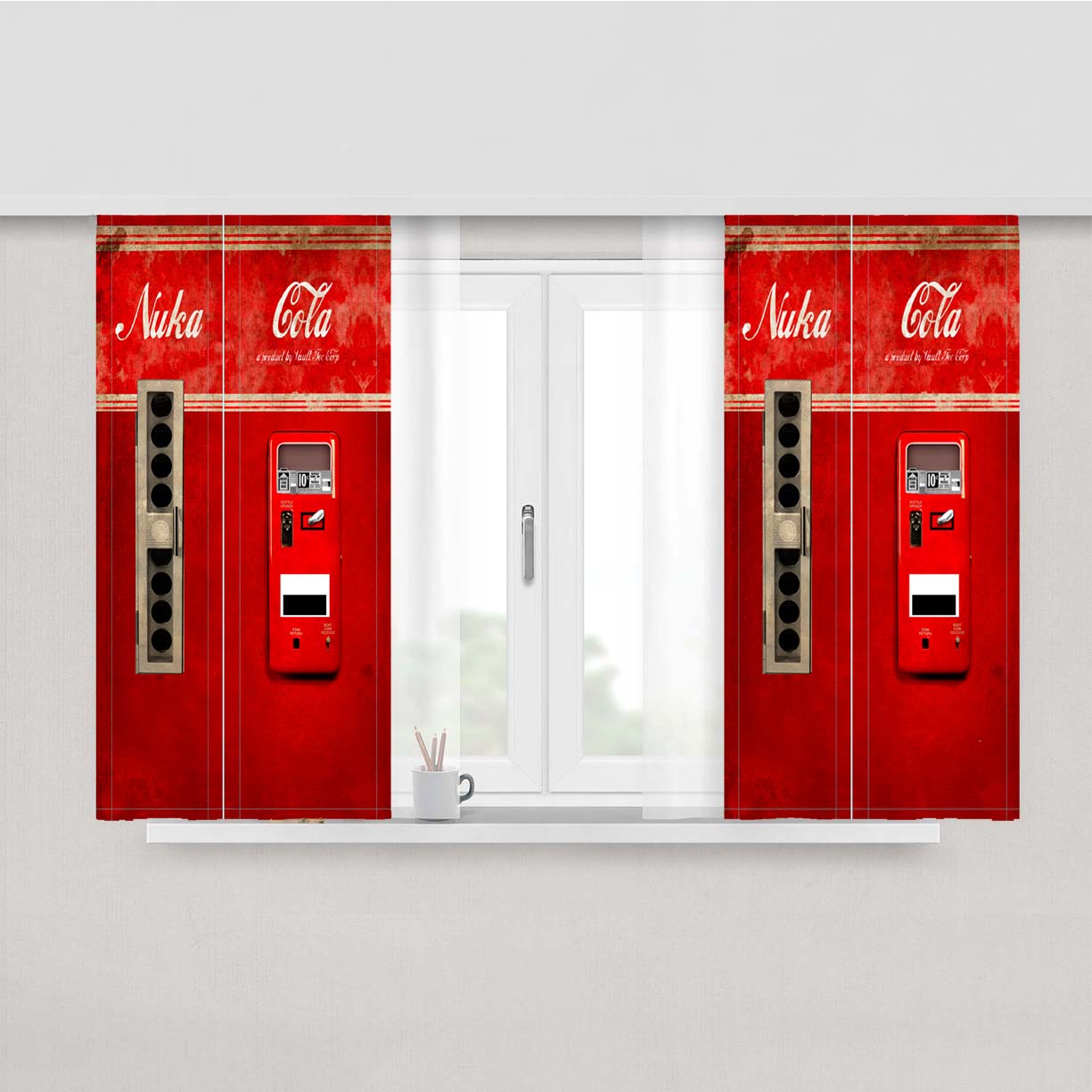 Nuka Cola Vending Machine Peach Skin Window Curtains