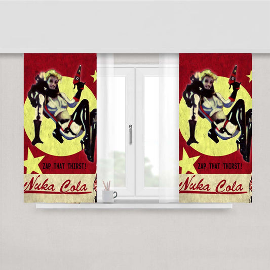 Nuka Cola Zap That Thirst Peach Skin Window Curtains