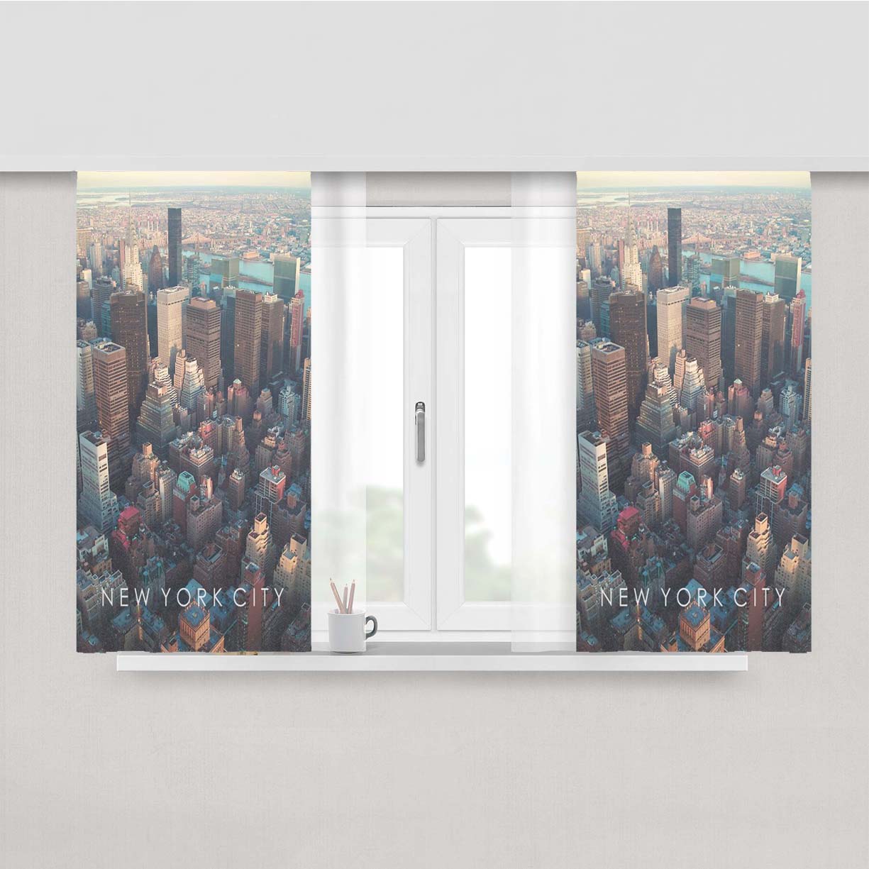 Ny Empire State Building Peach Skin Window Curtains