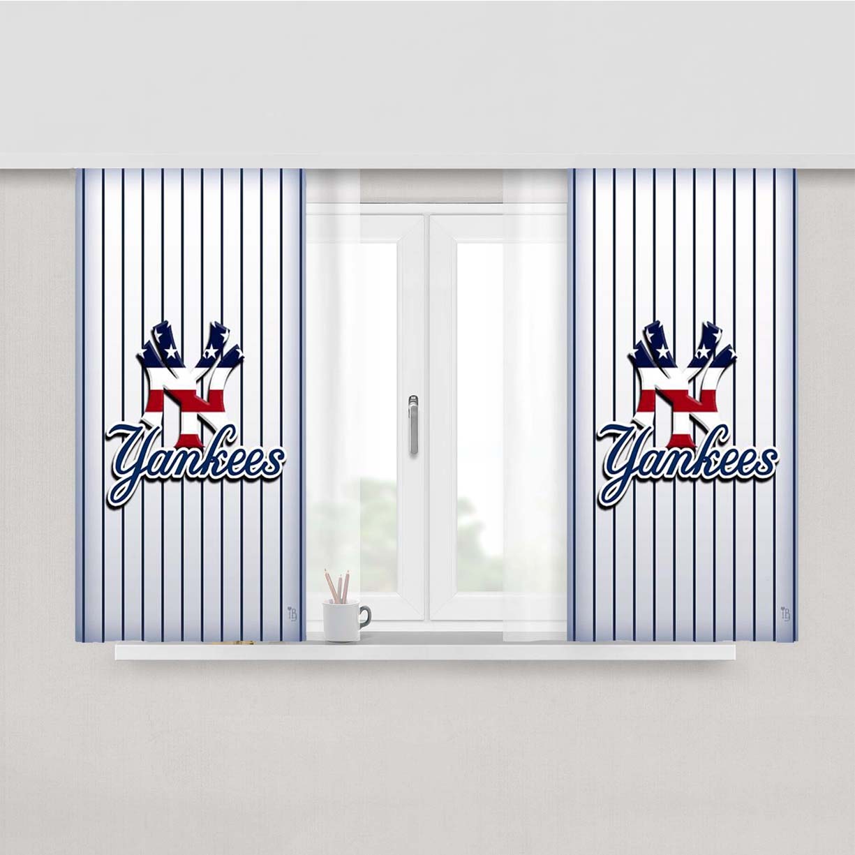 Ny New York Yankees Peach Skin Window Curtains