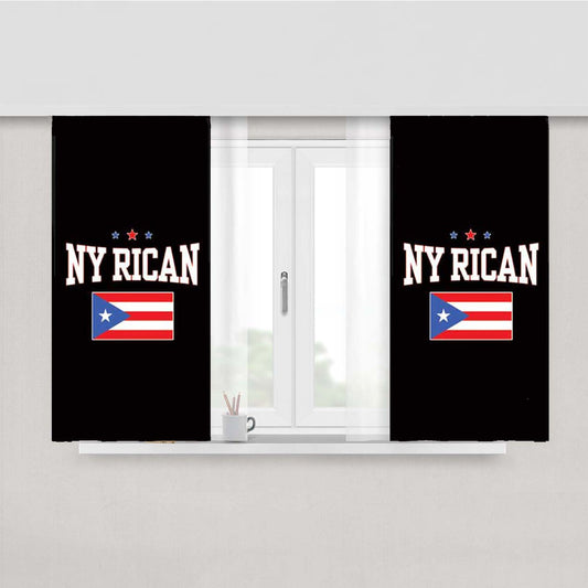 Ny Rican Flag Peach Skin Window Curtains