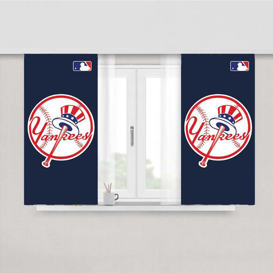 Ny Yankees Big Logo Ball Peach Skin Window Curtains