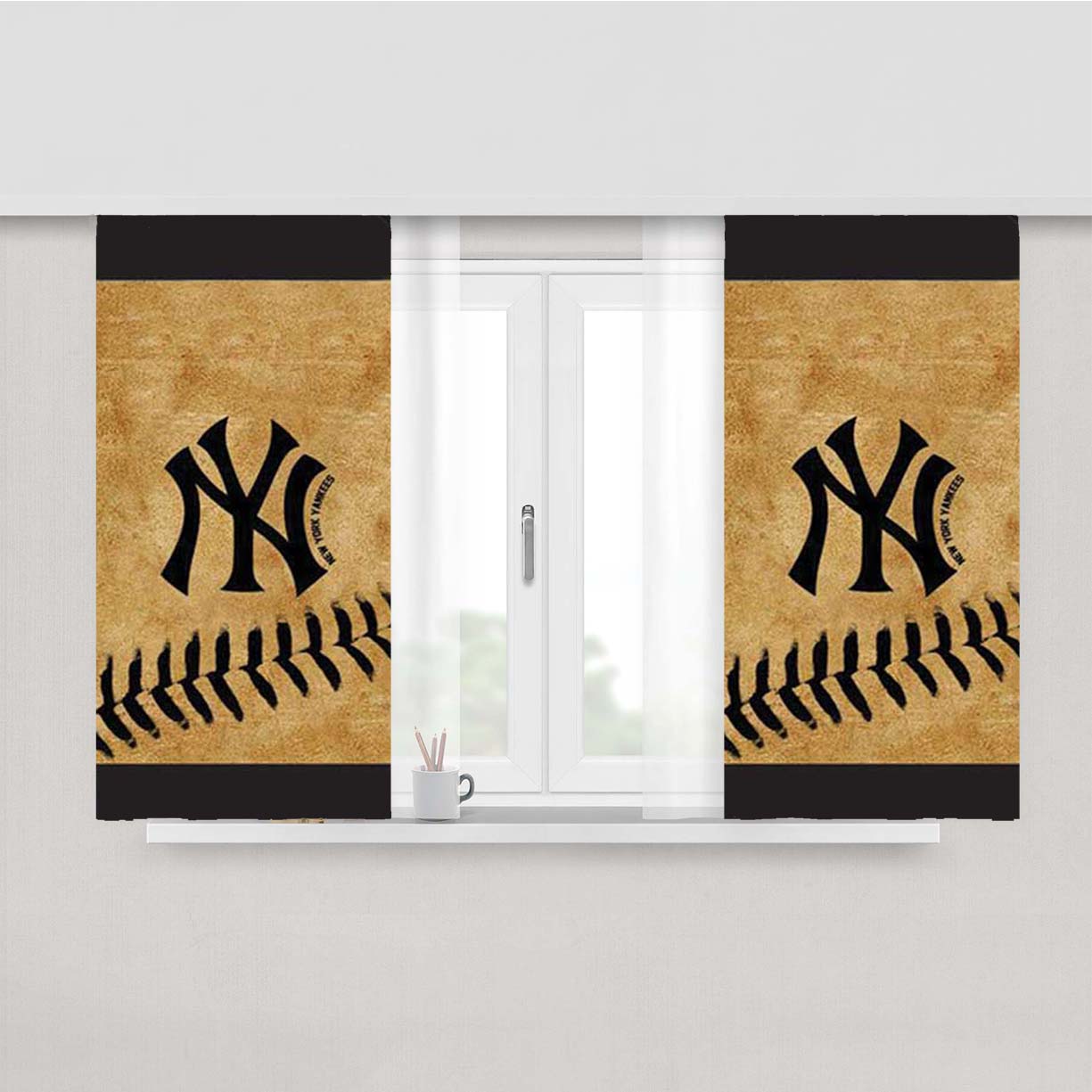 Ny Yankees Rough Vintage Peach Skin Window Curtains