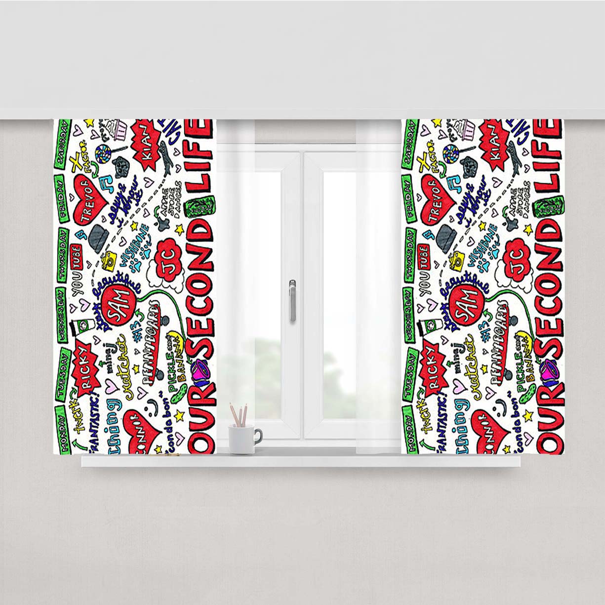 O2L Our Second Life Peach Skin Window Curtains