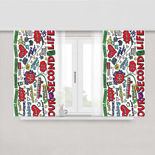 O2L Our Second Life Peach Skin Window Curtains