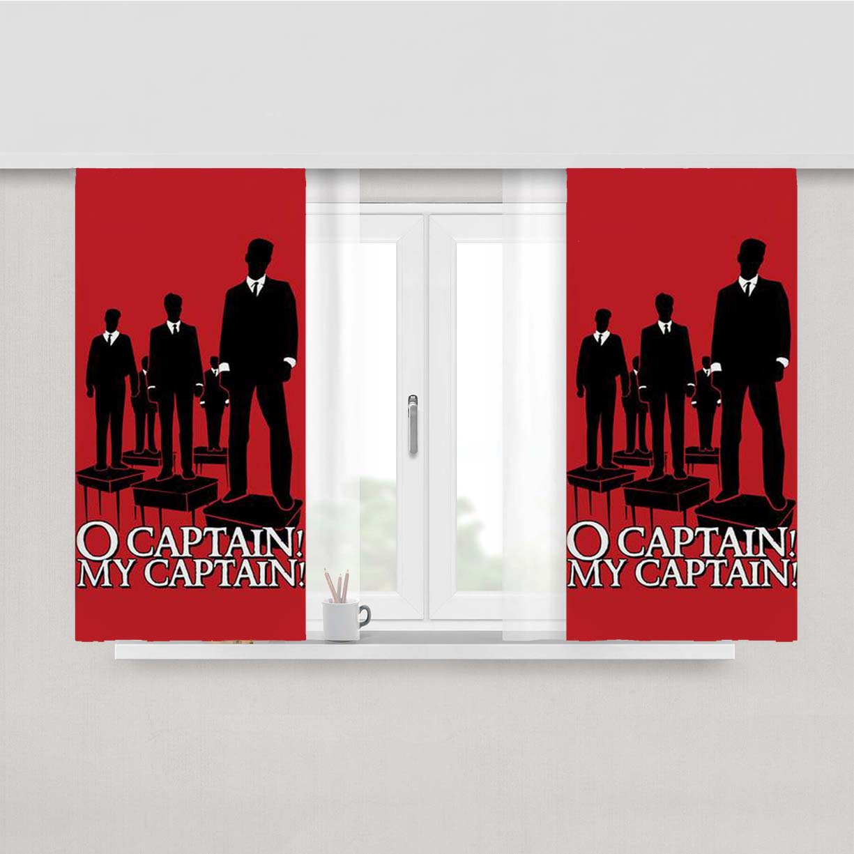 O Captain My Captain Peach Skin Window Curtains